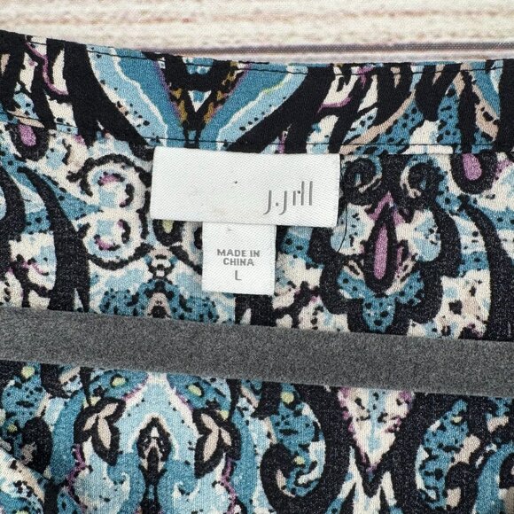 J. Jill V-Neck Floral Watercolor Tunic Blouse Women's Size Large Multicolor - Picture 8 of 12